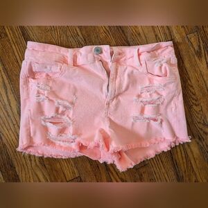American Eagle Outfitters Light Coral Ripped Denim Shorts